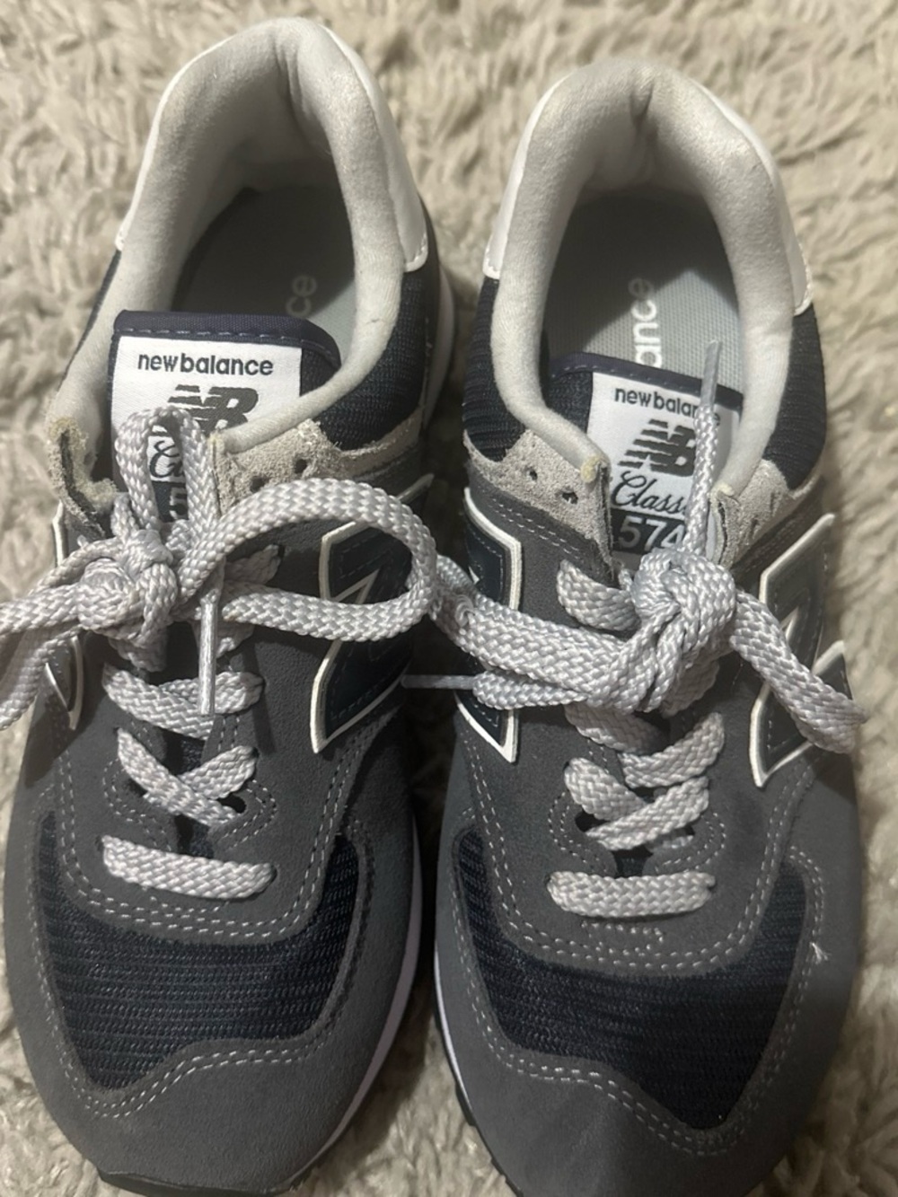 New Balance Kids Gray and White 574 Classic Sneakers